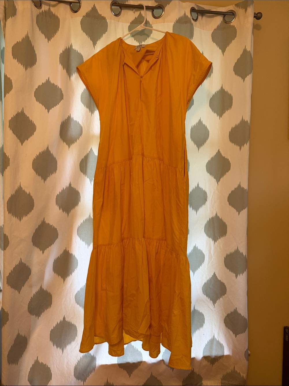 COS Mustard Yellow Tiered Maxi Dress